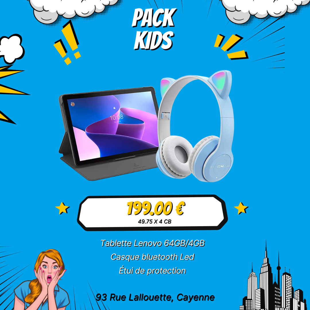 Pack Tablette Lenovo 64GB/4GB